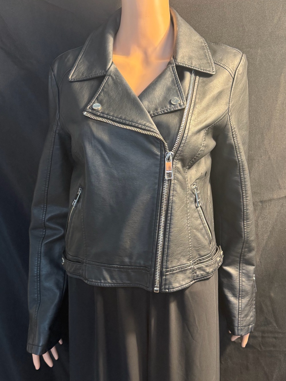 Guess Black Faux Leather Moto Jacket